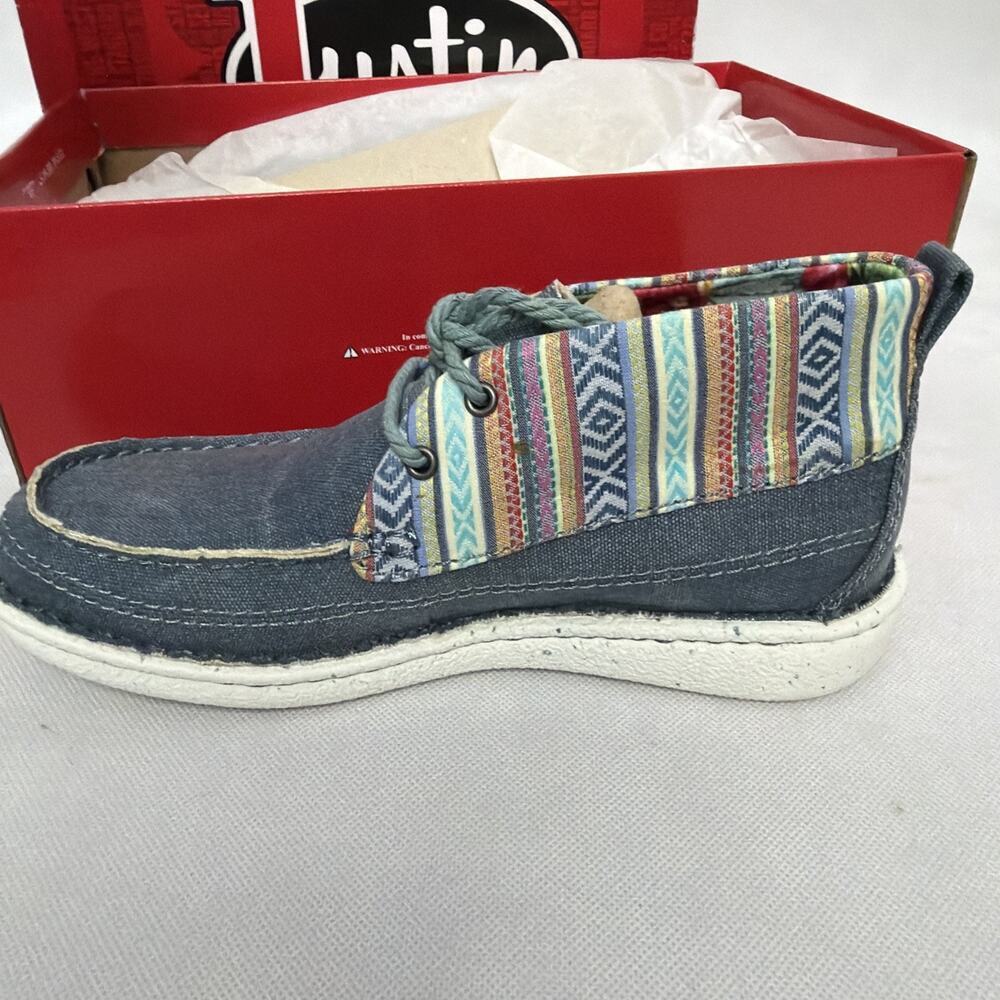 Justin Boots Breezy Southwest Moc Toe Chukka Booties Womens Blue Casual Boots JL - Picture 3 of 5